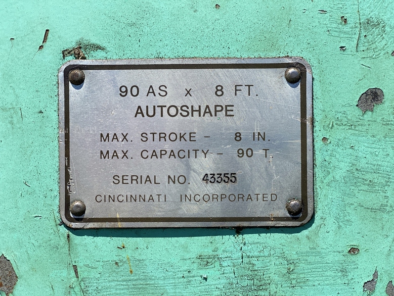 Cincinnati 90AS x 8FT Autoshape CNC Forming Center Press Brake